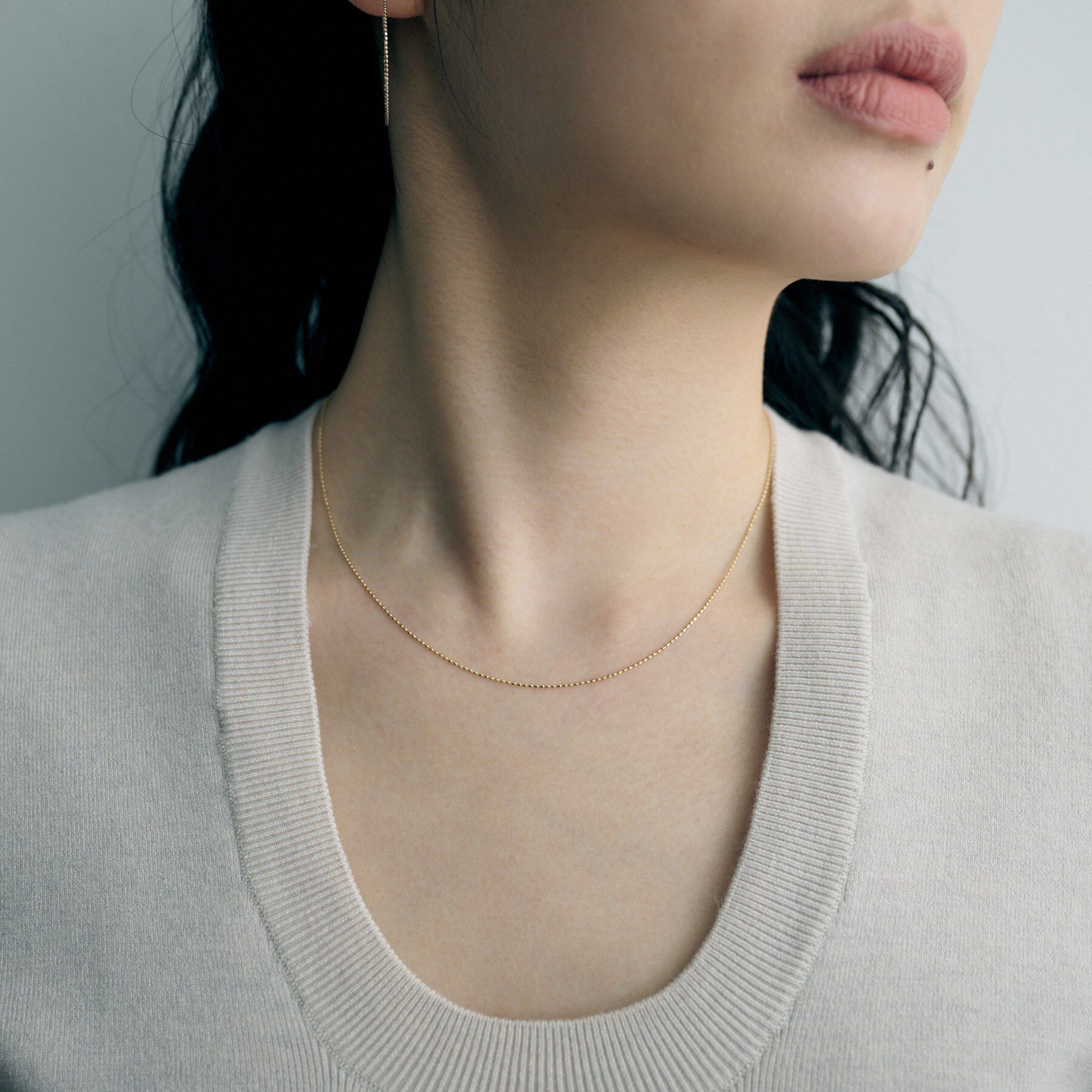 COCOSHNIK ONKITSCH「K10スキニーネックレス カットボール」|ネックレス|