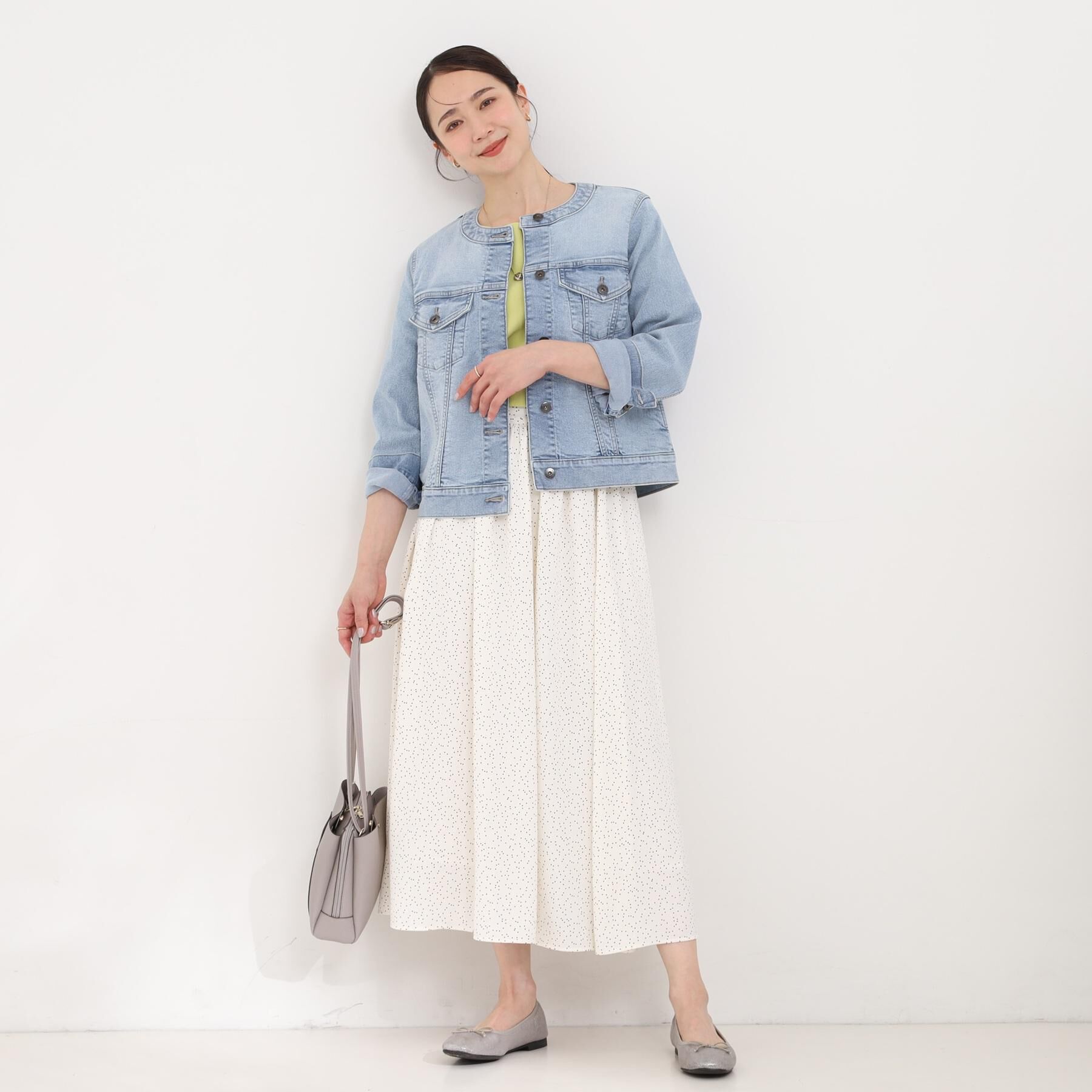 SHOO･LA･RUE「【SHOO・LA・RUE DENIM】大人のための ノーカラーデニムジャケット」|デニムジャケット|