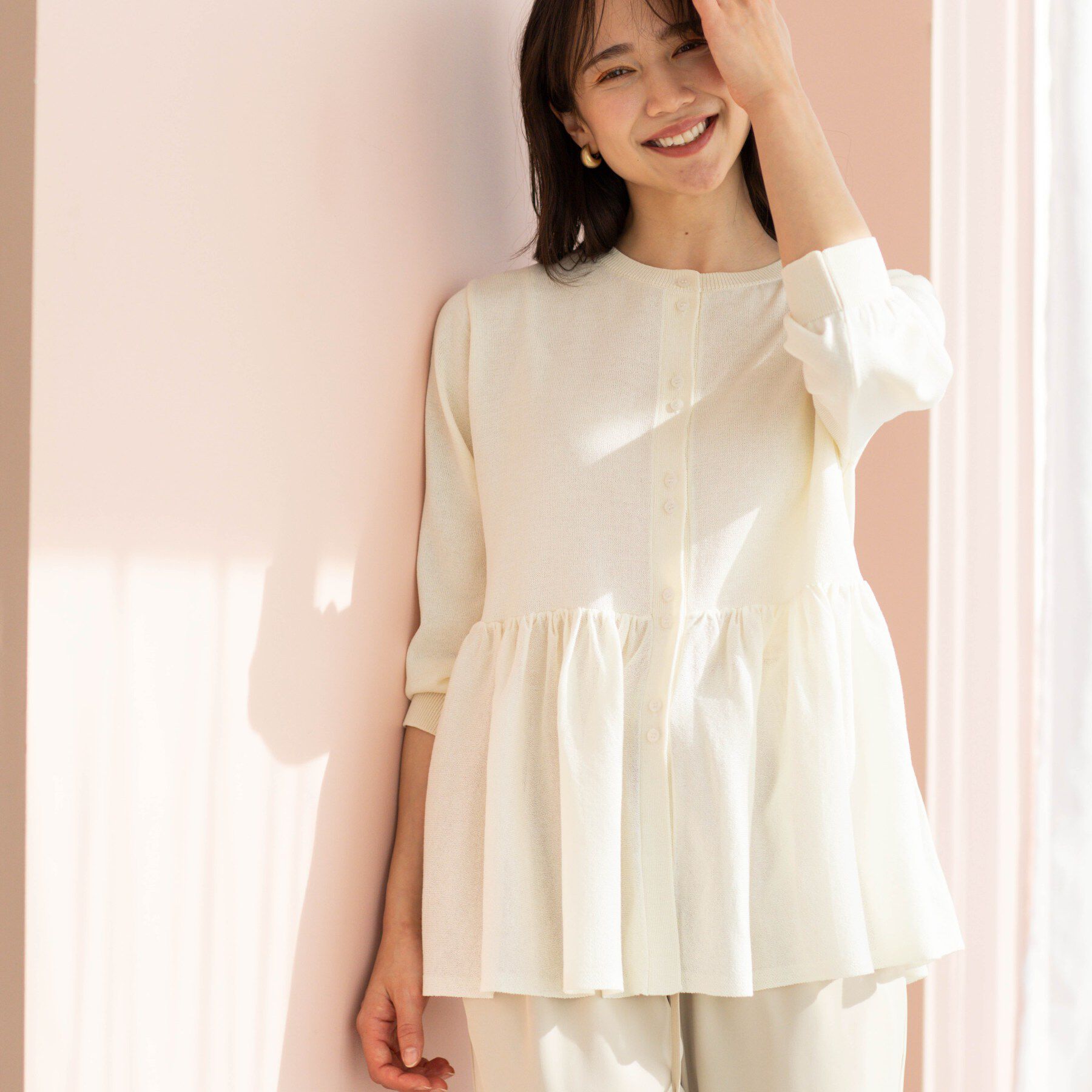 SHOO･LA･RUE「七分袖ペプラムニットカーディガン」|カーディガン|