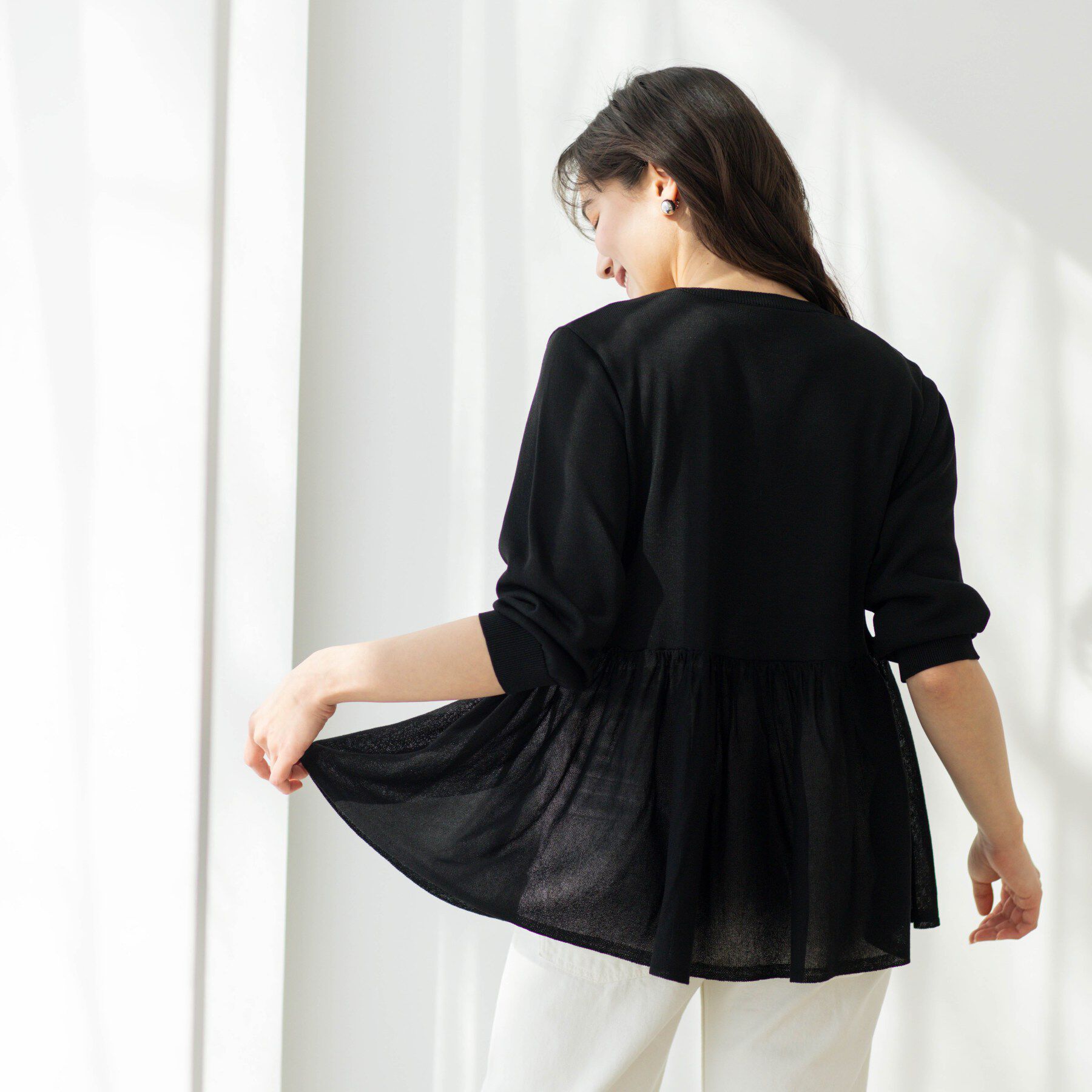 SHOO･LA･RUE「七分袖ペプラムニットカーディガン」|カーディガン|