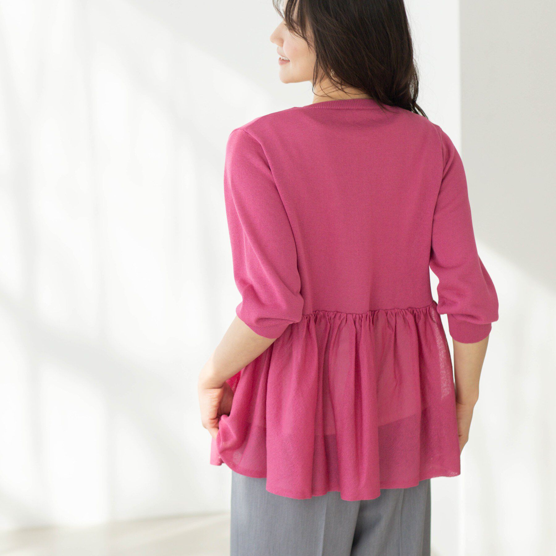 SHOO･LA･RUE「七分袖ペプラムニットカーディガン」|カーディガン|