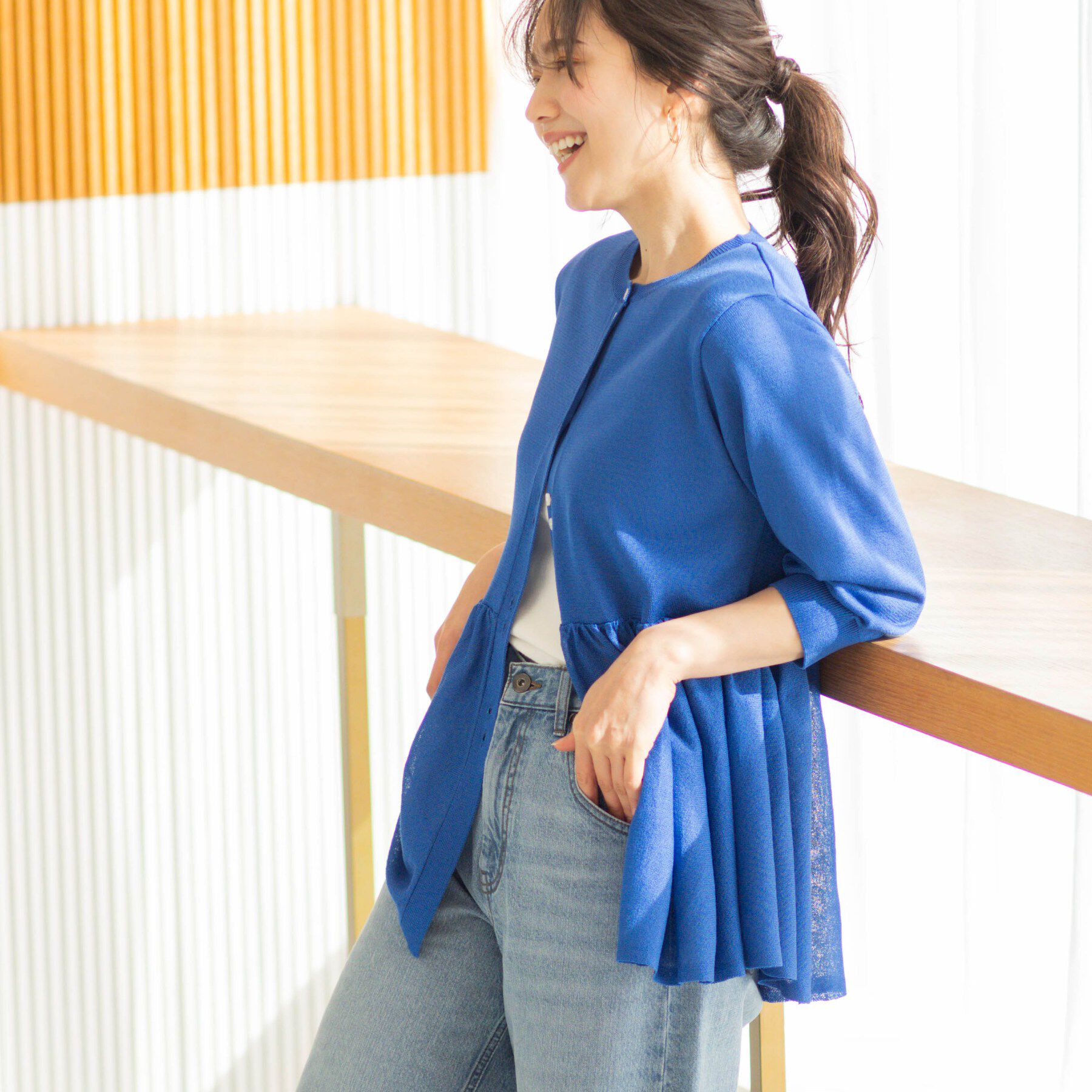 SHOO･LA･RUE「七分袖ペプラムニットカーディガン」|カーディガン|