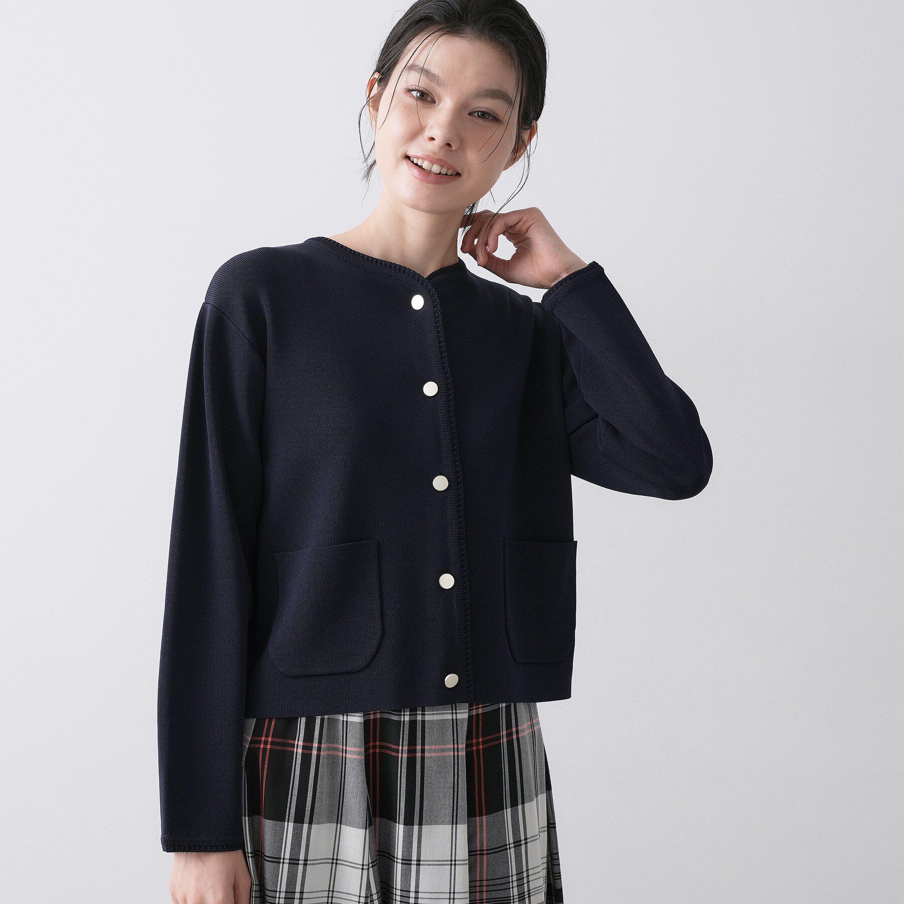 Dessin「【UVカット/洗える】ジャケットライクニットカーディガン」|カーディガン|