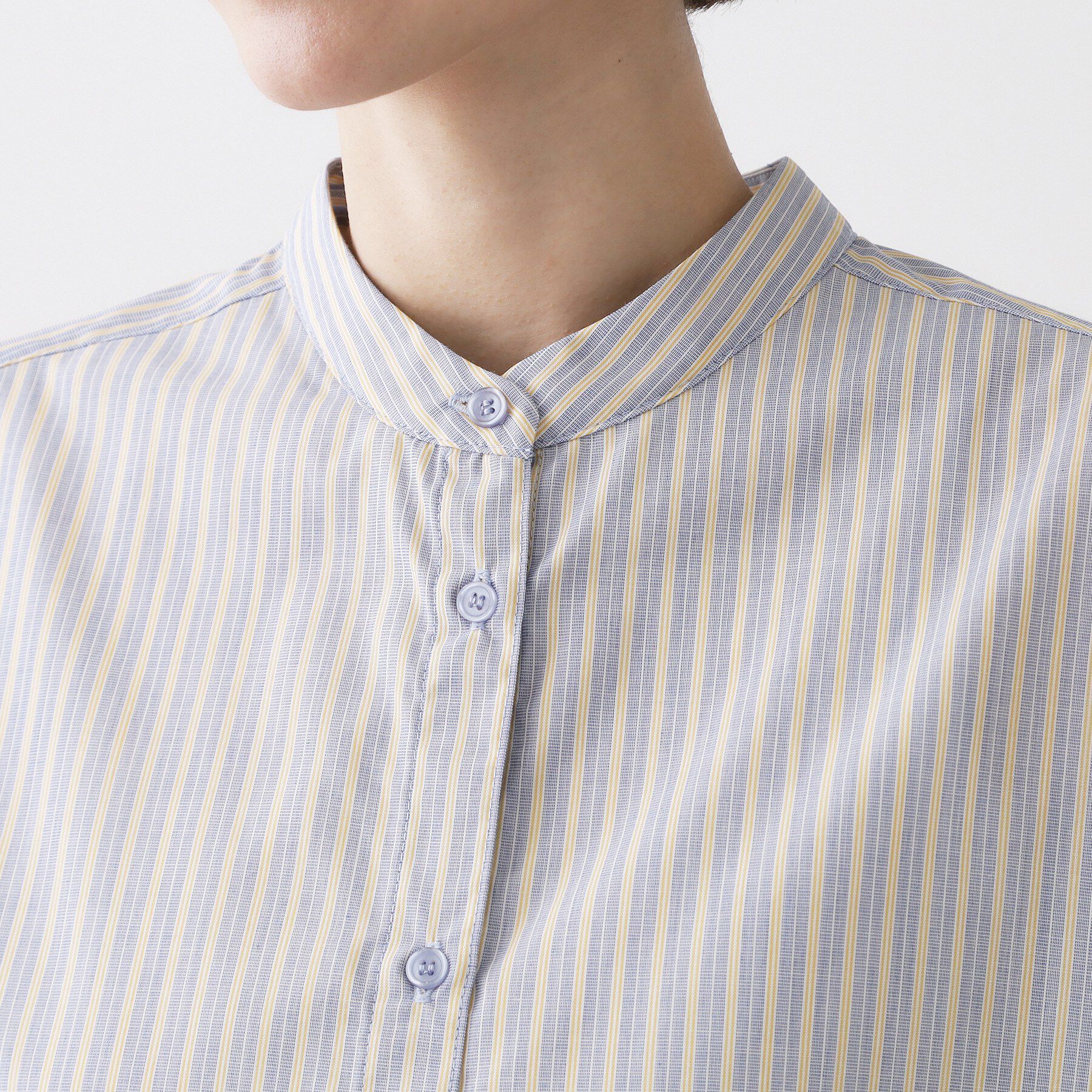 Dessin「【洗える】バルーンスリーブバンドカラーシャツ」|シャツ・ブラウス|