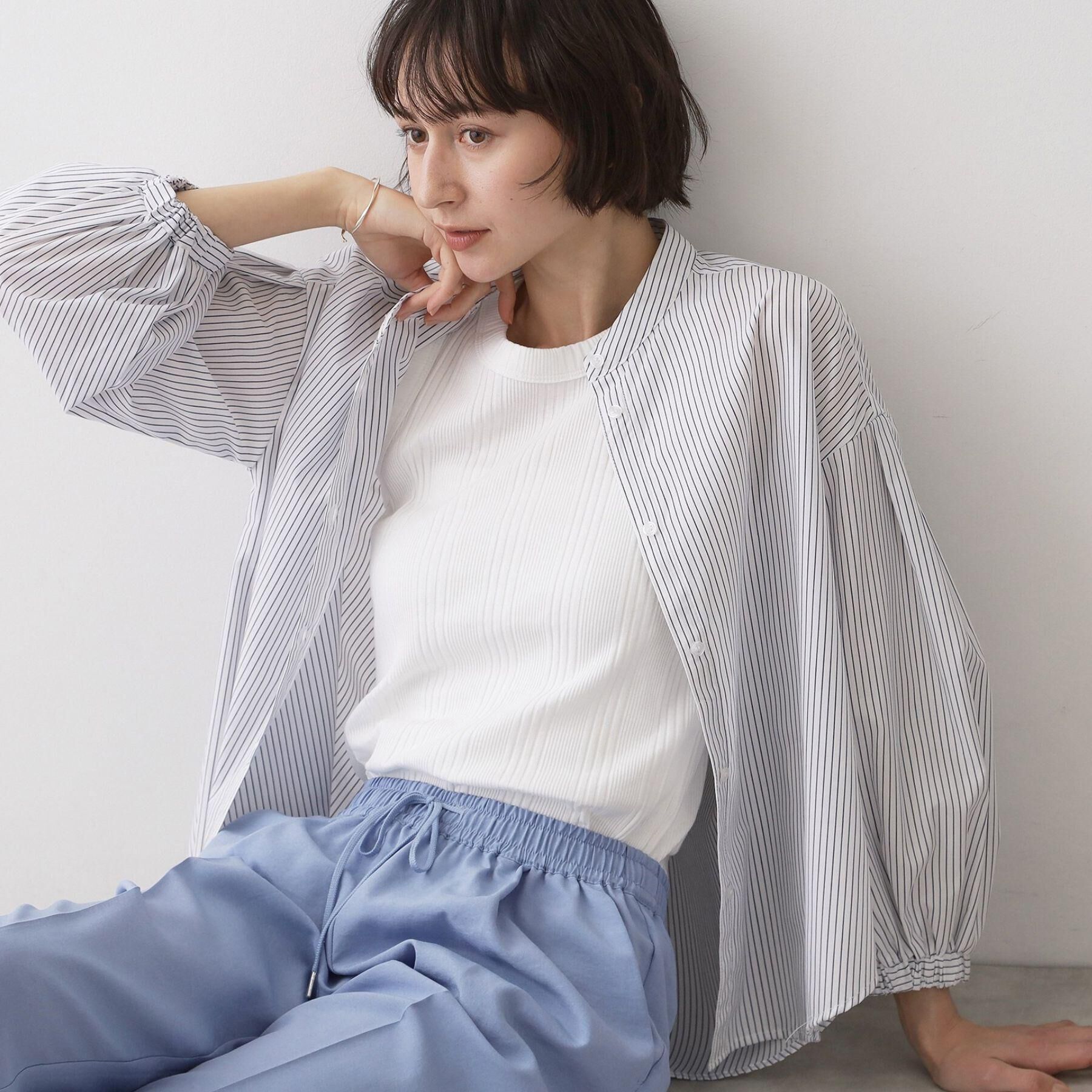 Dessin「【洗える】バルーンスリーブバンドカラーシャツ」|シャツ・ブラウス|