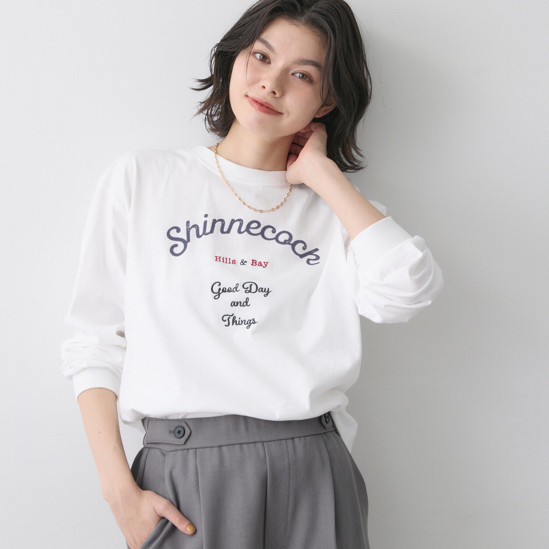 Dessin「【洗える】コットンロゴロングTシャツ」|Tシャツ・カットソー|