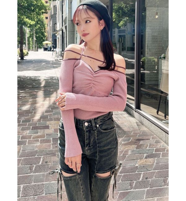 RESEXXY「ナローストラップリブトップス」|ニット・セーター|