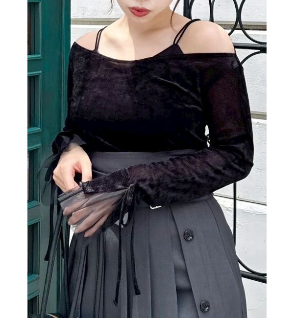 dazzlin「シアーベロアレイヤードトップス」|Tシャツ・カットソー|ブラック