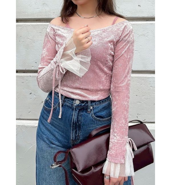 dazzlin「シアーベロアレイヤードトップス」|Tシャツ・カットソー|ピンク