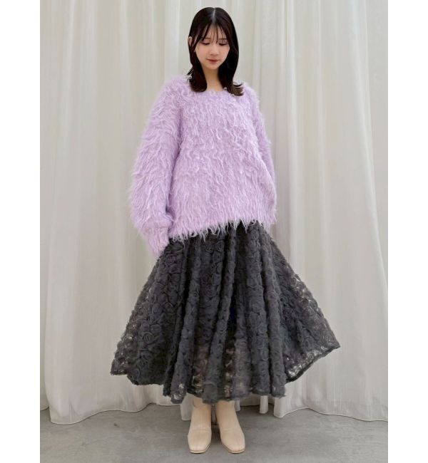 dazzlin「リップルカールニットフーディ」|ニット・セーター|