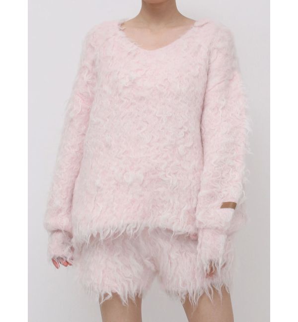 dazzlin「リップルカールニットフーディ」|ニット・セーター|