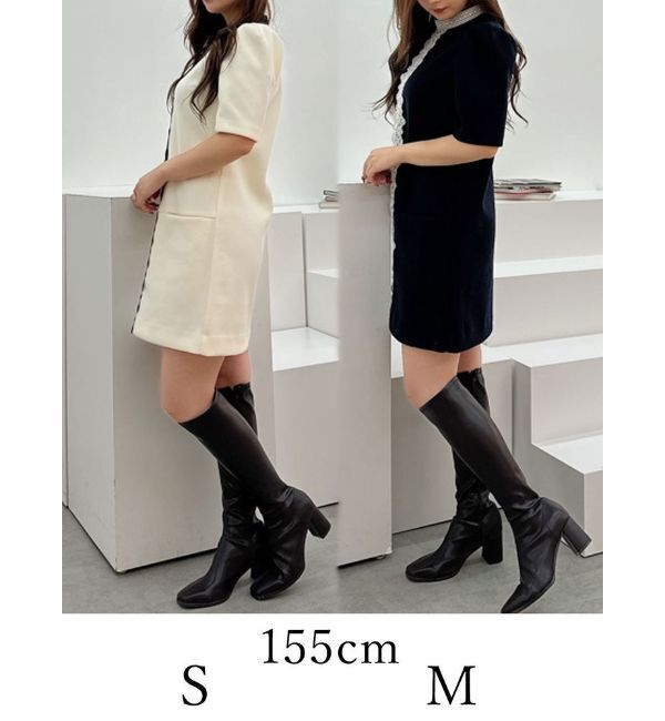 MERCURYDUO「バイカラーレースミニワンピース」|ワンピース|