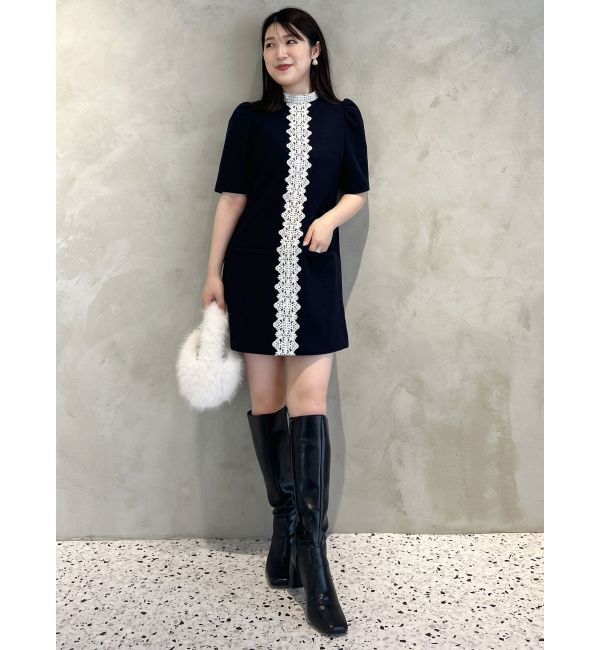 MERCURYDUO「バイカラーレースミニワンピース」|ワンピース|