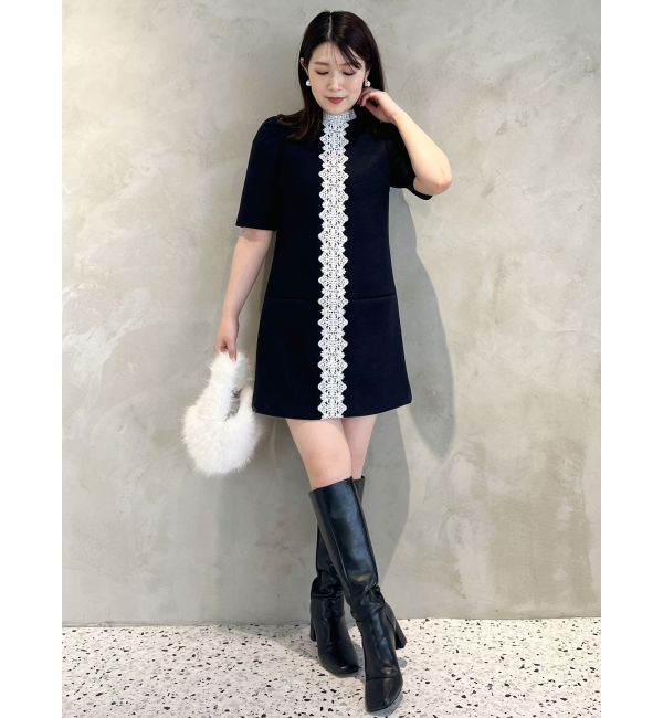 MERCURYDUO「バイカラーレースミニワンピース」|ワンピース|