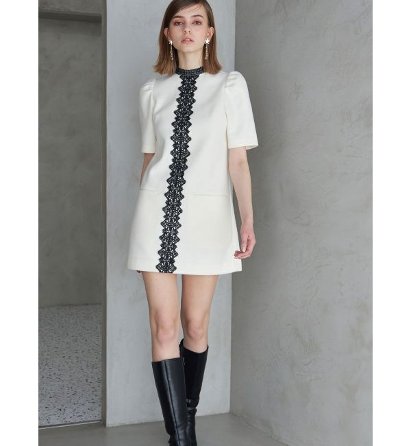 MERCURYDUO「バイカラーレースミニワンピース」|ワンピース|