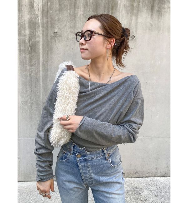 Ungrid「タックデザインオフショルロングスリーブTee」|Tシャツ・カットソー|