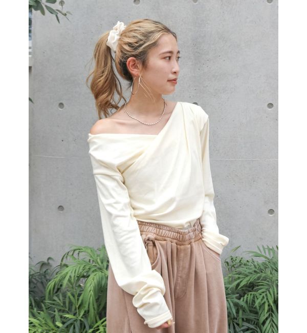 Ungrid「タックデザインオフショルロングスリーブTee」|Tシャツ・カットソー|