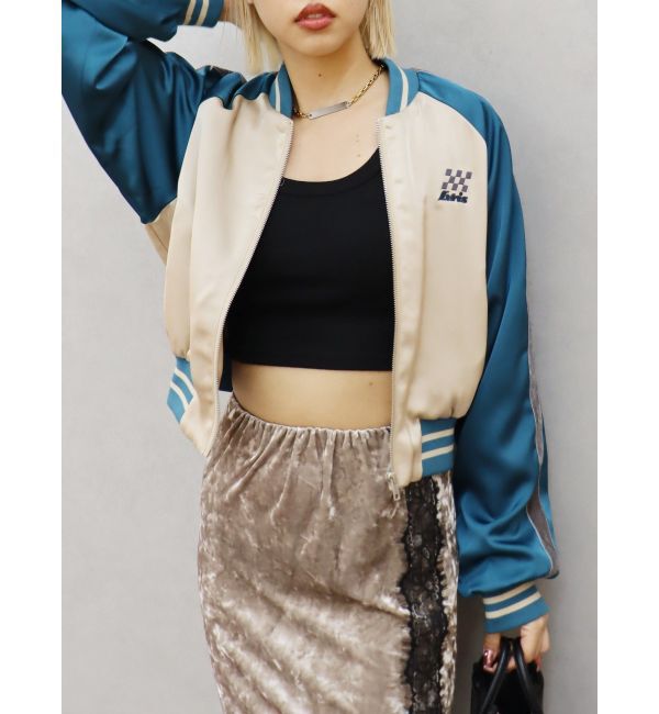 EVRIS「エンブロイダリーサテンブルゾン」|ブルゾン・スタジャン|