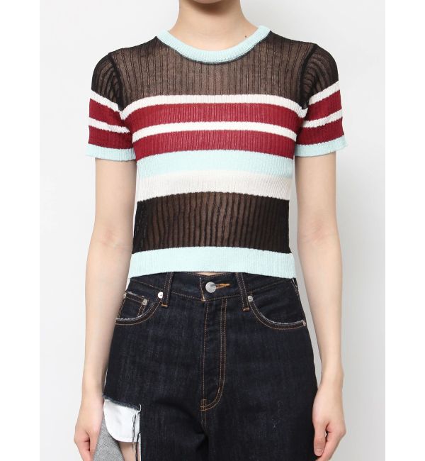 EVRIS「シアーボーダーサマーニットトップス」|ニット・セーター|
