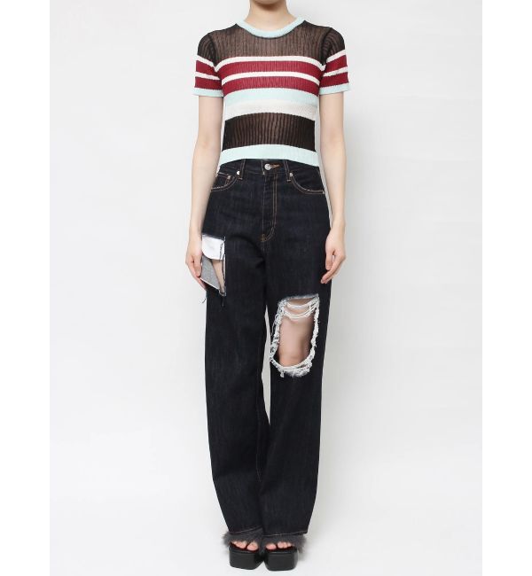 EVRIS「シアーボーダーサマーニットトップス」|ニット・セーター|