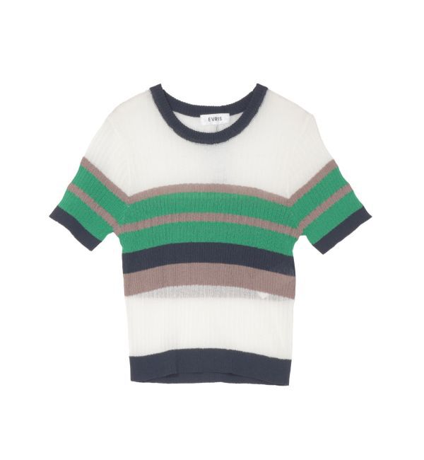 EVRIS「シアーボーダーサマーニットトップス」|ニット・セーター|