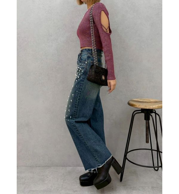 EVRIS「bijouワイドデニムパンツ」|デニム|