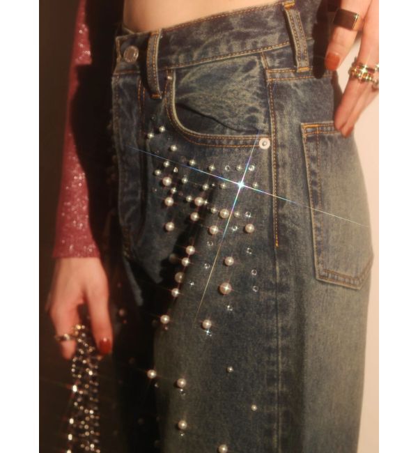 EVRIS「bijouワイドデニムパンツ」|デニム|