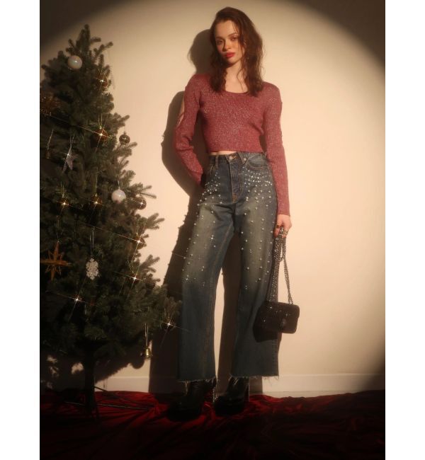 EVRIS「bijouワイドデニムパンツ」|デニム|