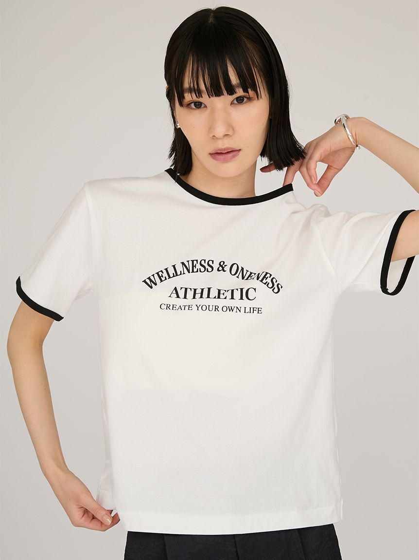 emmi atelier「グラフィックリンガーTシャツ」|Tシャツ・カットソー|WHT
