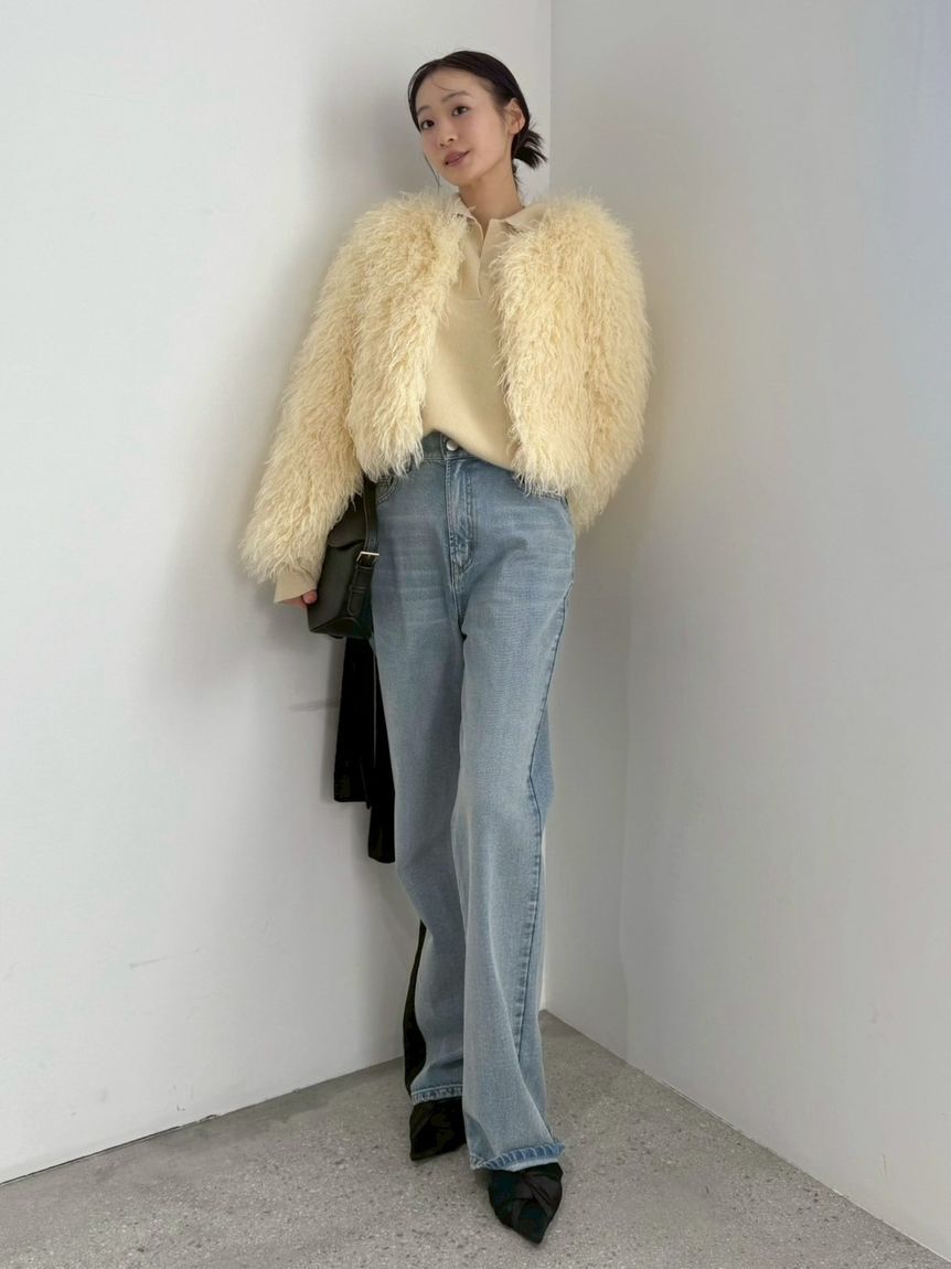 FRAY I.D「【00サイズ】リボンモチーフストレートワイドデニム」|デニム|