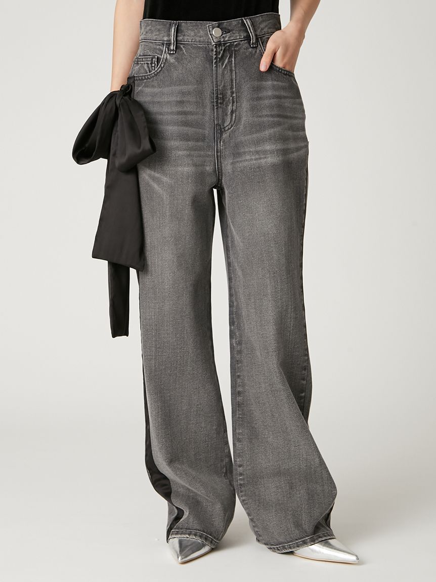 FRAY I.D「【00サイズ】リボンモチーフストレートワイドデニム」|デニム|