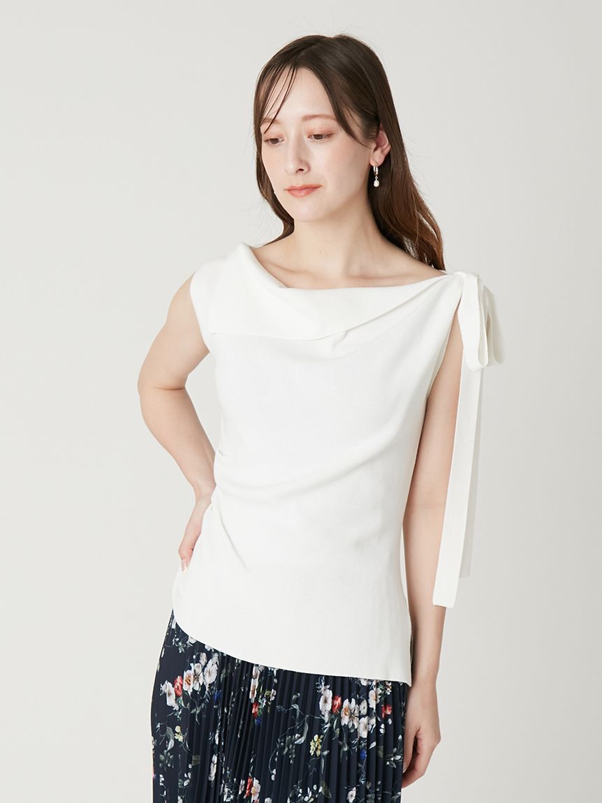 FRAY I.D「アシメネックドレープニット／ウォッシャブル」|ニット・セーター|