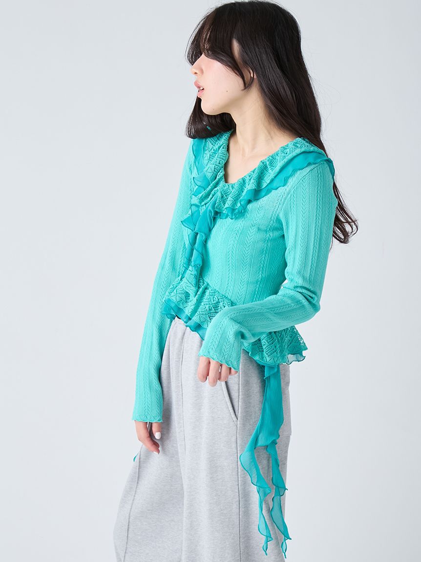 LILY BROWN「【限定カラー】ボリュームフリルニットトップス」|ニット・セーター|