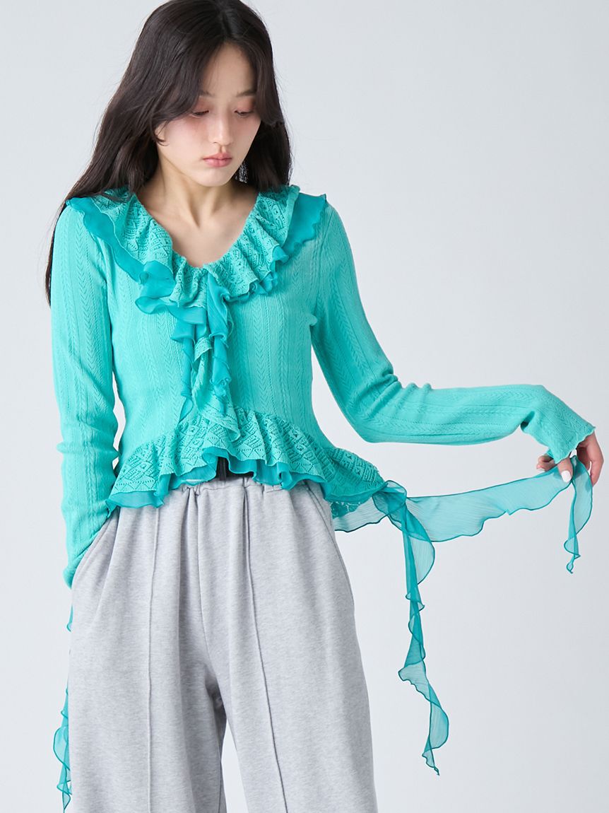 LILY BROWN「【限定カラー】ボリュームフリルニットトップス」|ニット・セーター|