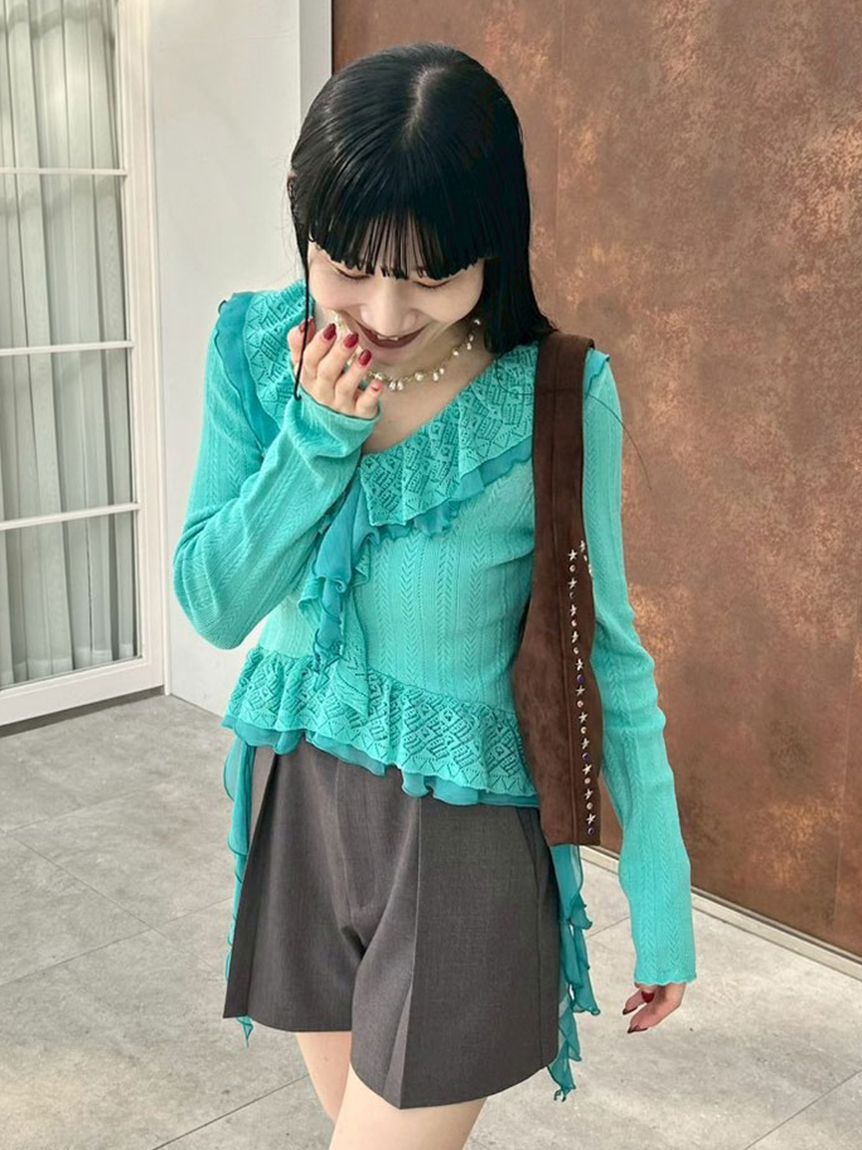 LILY BROWN「【限定カラー】ボリュームフリルニットトップス」|ニット・セーター|TUQ