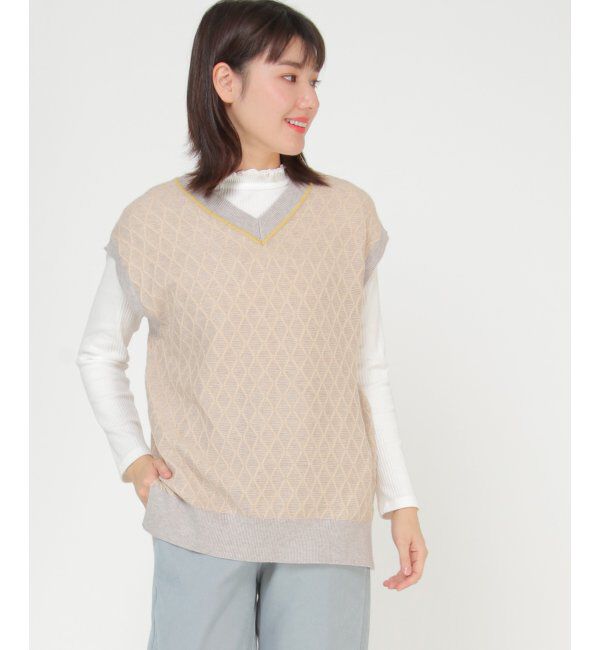 Lbc with Life「レトロジャカードニットベスト」|ニット・セーター|ライトグレイ