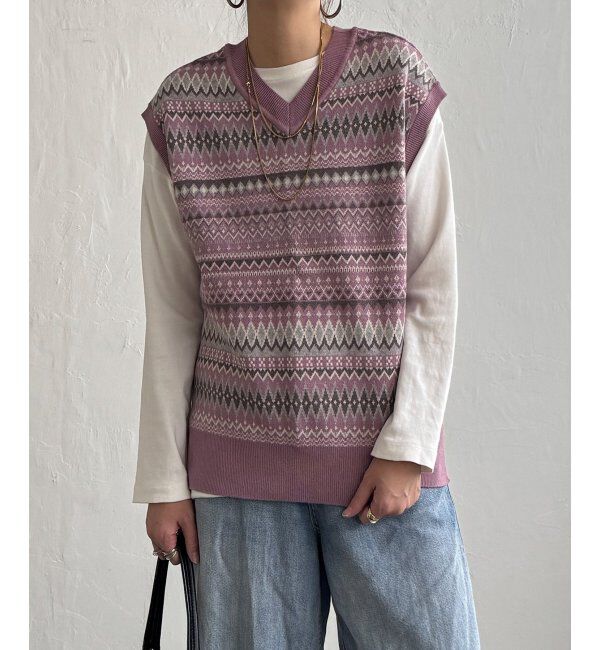 Lbc with Life「レトロジャカードニットベスト」|ニット・セーター|