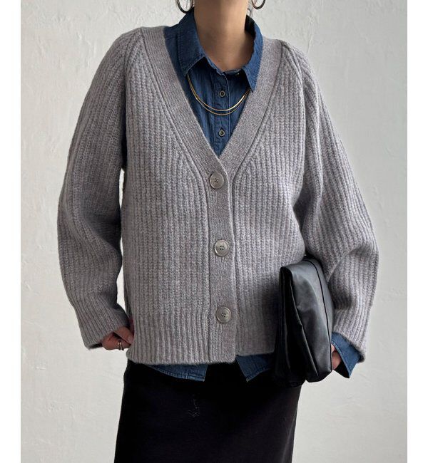 Lbc with Life「畦Vネックカラーカディガン」|カーディガン|