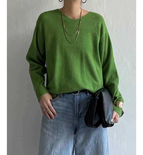 Lbc with Life「アンゴラ混Vネックニット」|カーディガン|グリーン