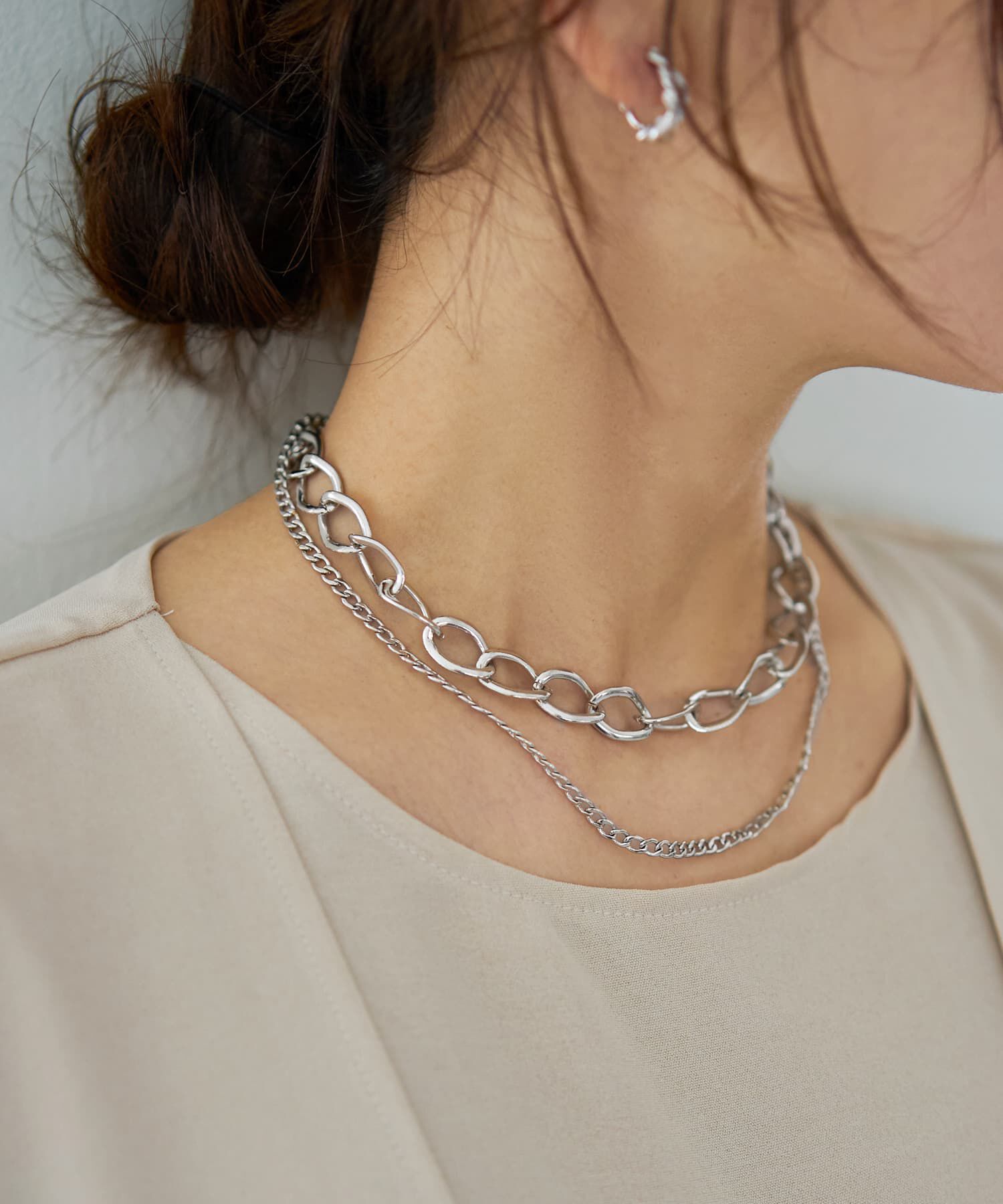 STYLE DELI「コントラスト２連チェーンネックレス」|ネックレス|