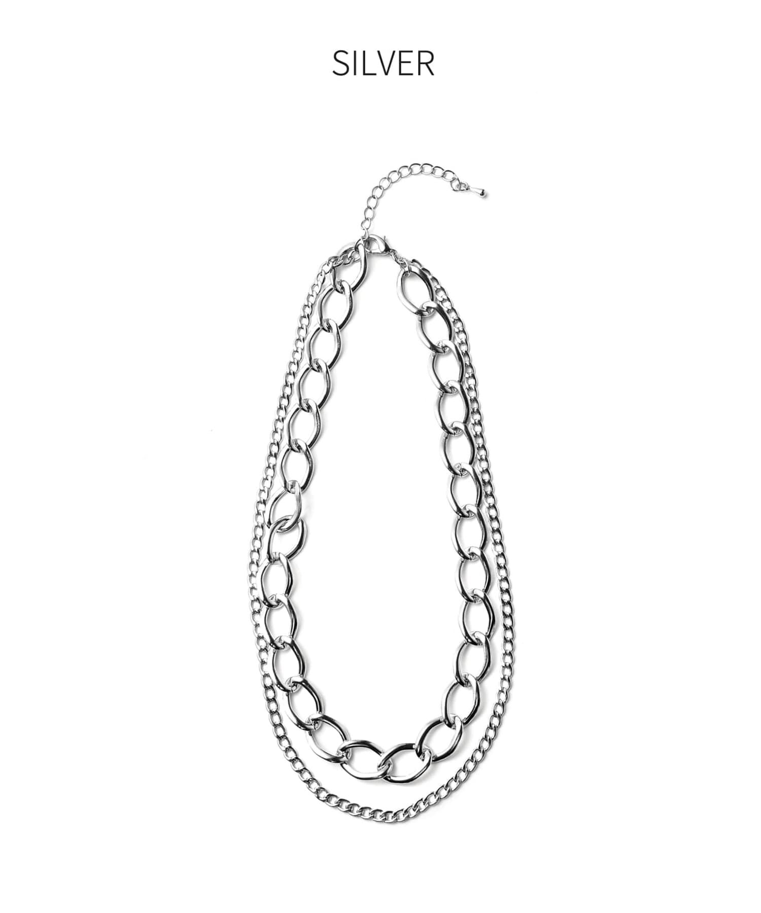 STYLE DELI「コントラスト２連チェーンネックレス」|ネックレス|