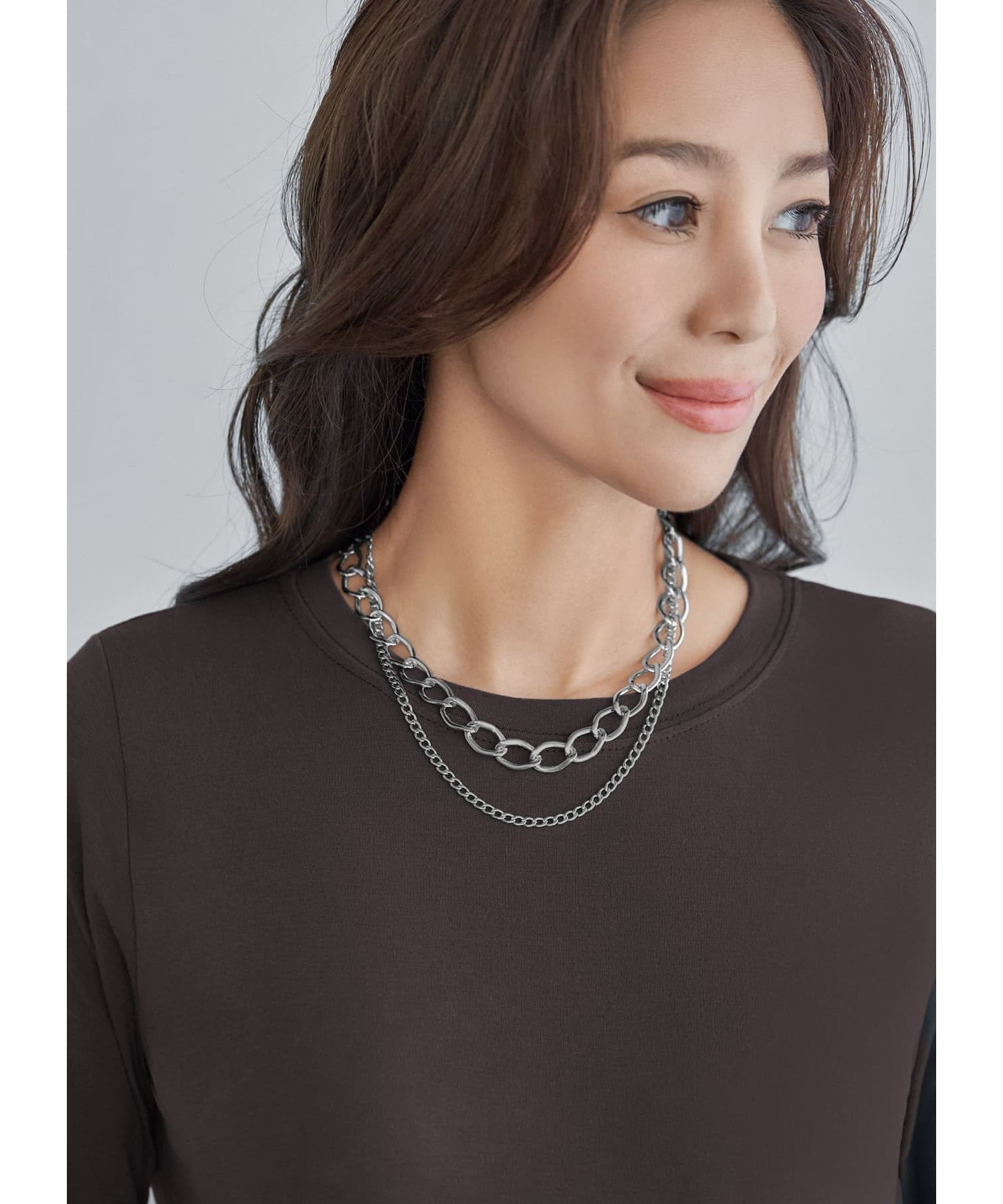 STYLE DELI「コントラスト２連チェーンネックレス」|ネックレス|