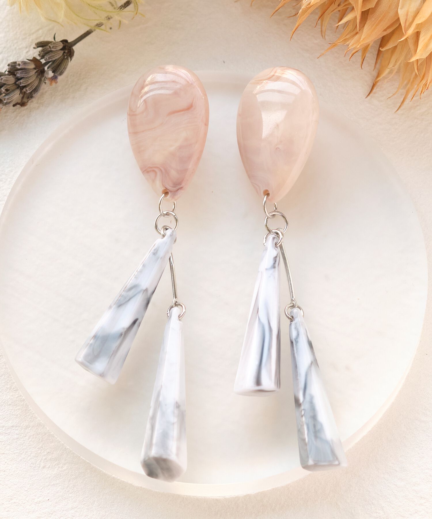 Phoebe+「【sfy】marble drop　ピアス　ピンク」|ピアス|