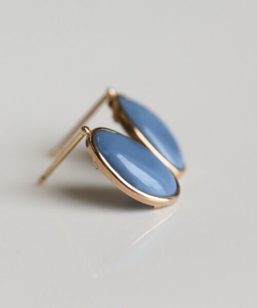  「カラーストーン ピアス | K10YG 〈ブルーオパール / ラブラドライト〉」|ピアス|