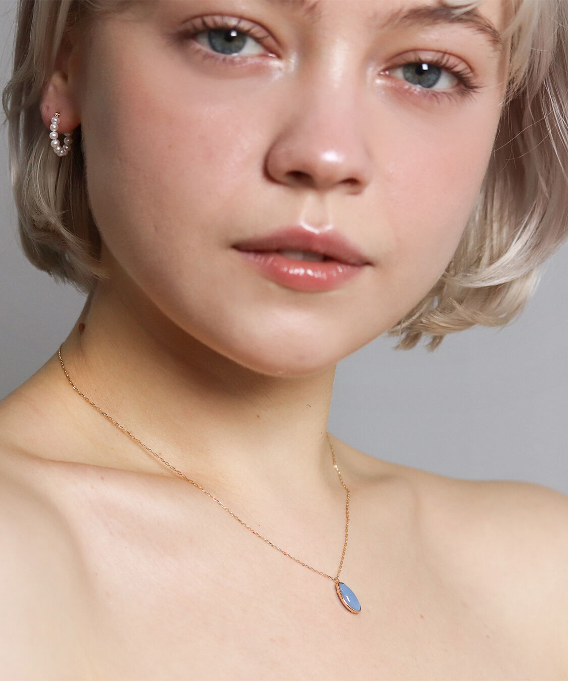  「カラーストーン ネックレス | K10YG 〈ブルーオパール / ラブラドライト〉」|ネックレス|