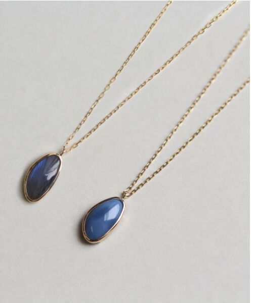  「カラーストーン ネックレス | K10YG 〈ブルーオパール / ラブラドライト〉」|ネックレス|