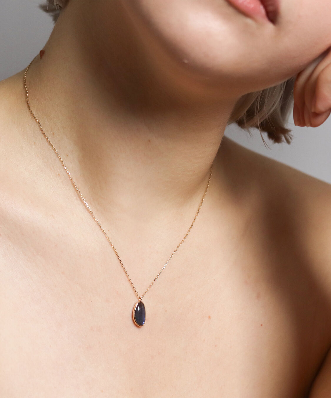  「カラーストーン ネックレス | K10YG 〈ブルーオパール / ラブラドライト〉」|ネックレス|