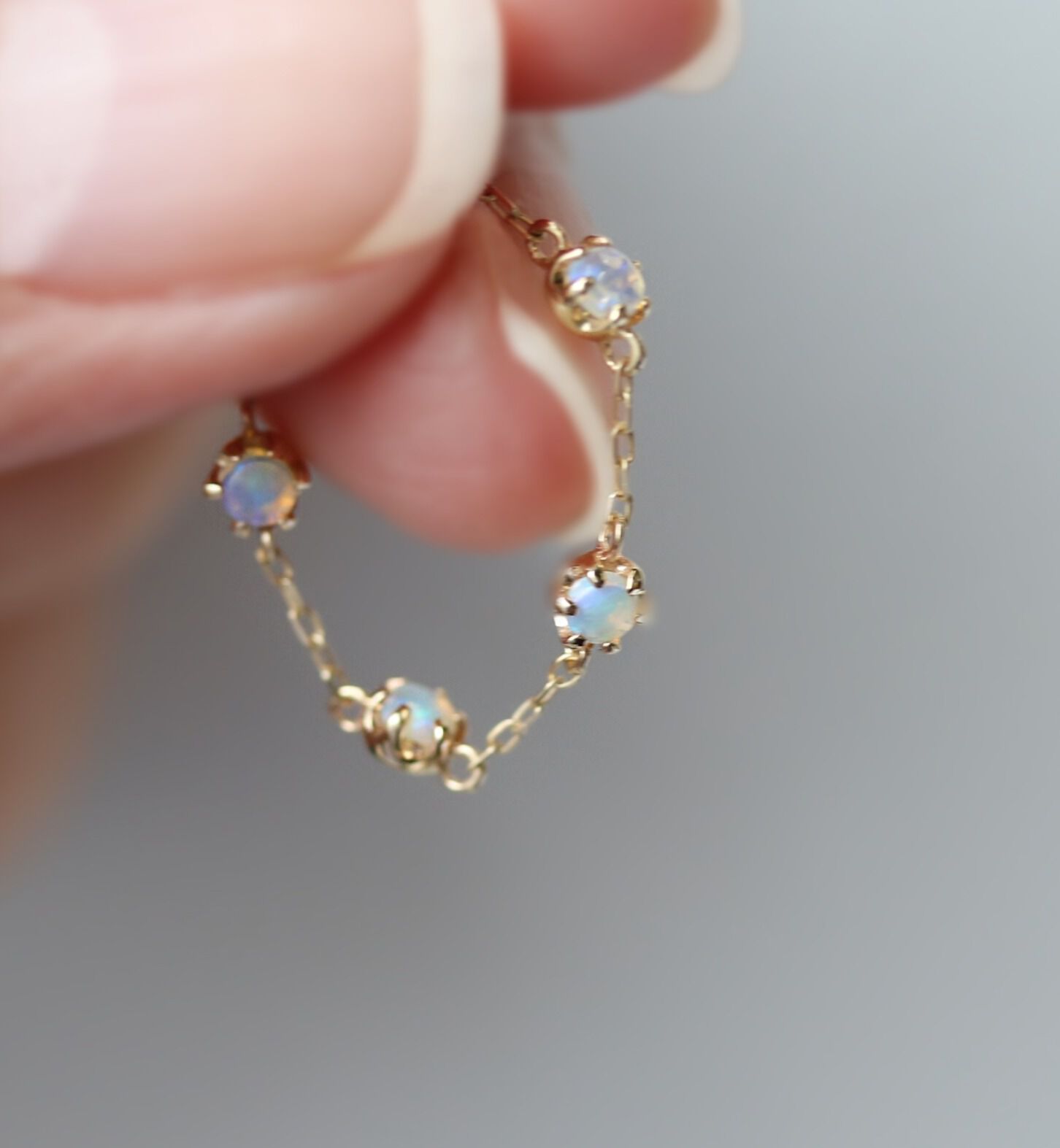  「オパール ステーション チェーンリング | K10YG」|リング|