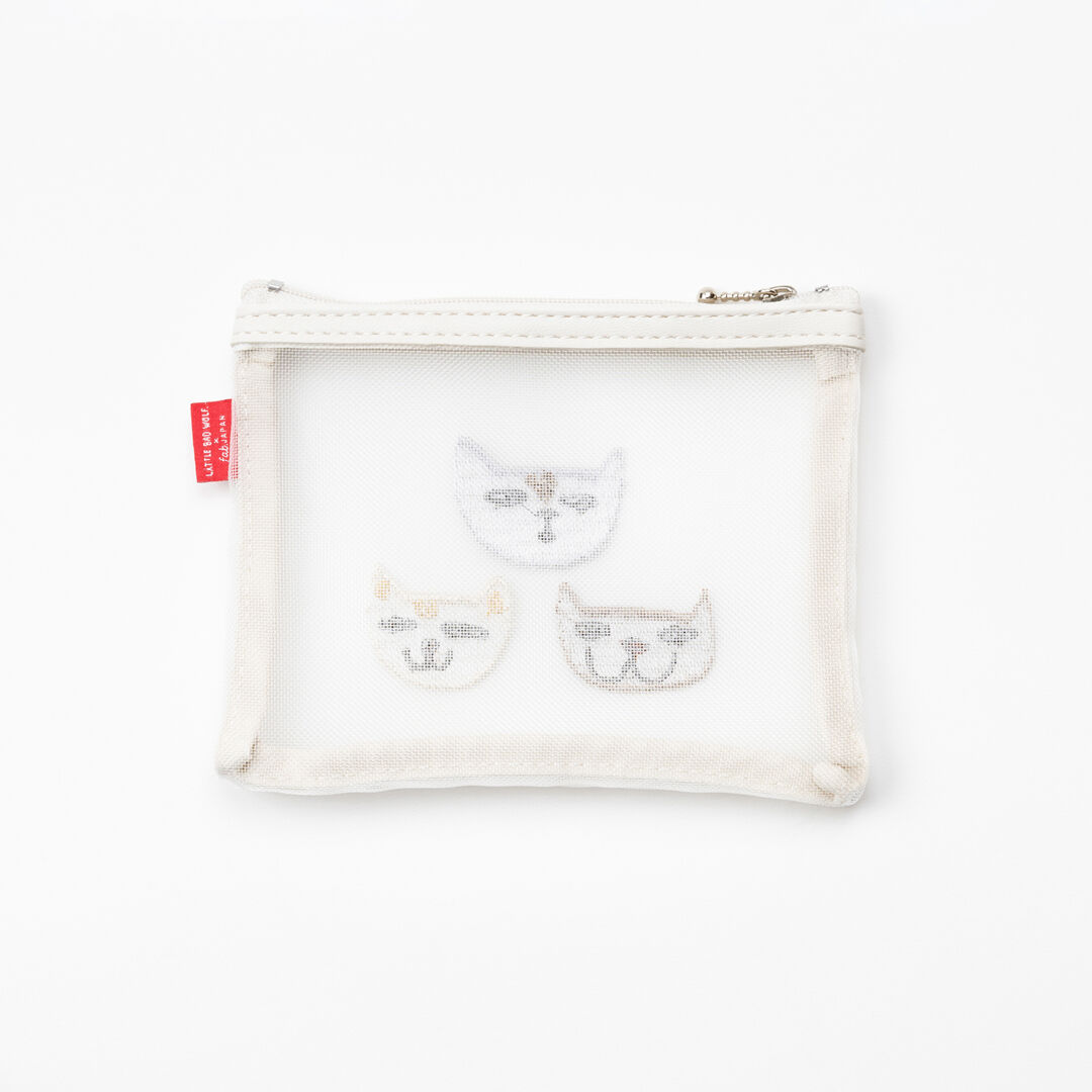  「THE THREE CATS メッシュミニフラットポーチ」|ポーチ|
