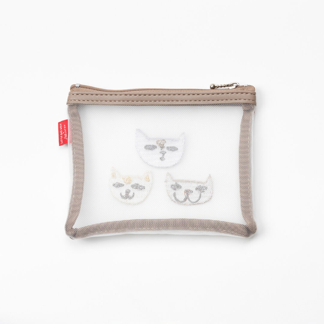  「THE THREE CATS メッシュミニフラットポーチ」|ポーチ|